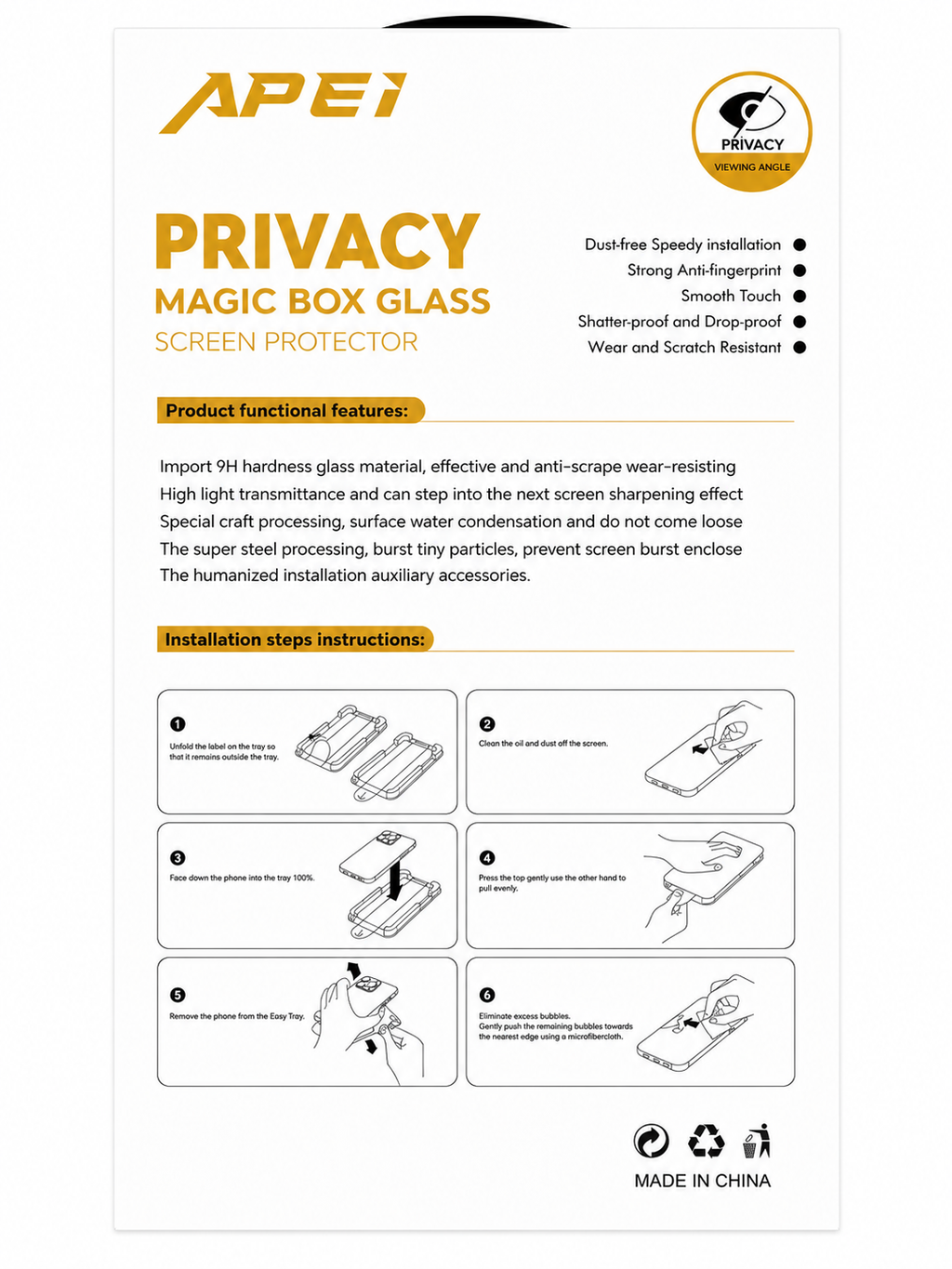 Premium Magic Box Privacy Screen Protector