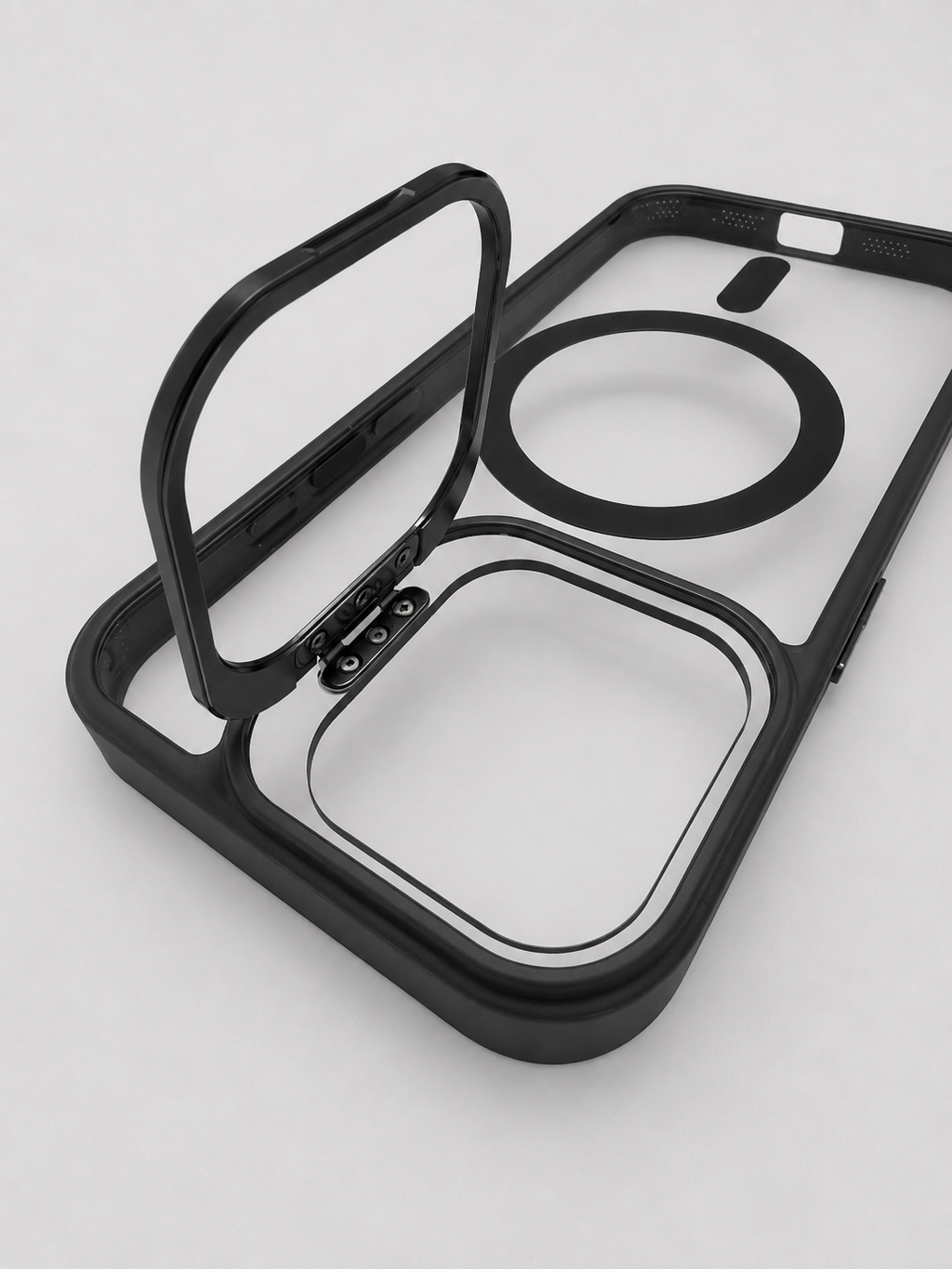 Crystal Magnetic Case with Metal Camera Stand
