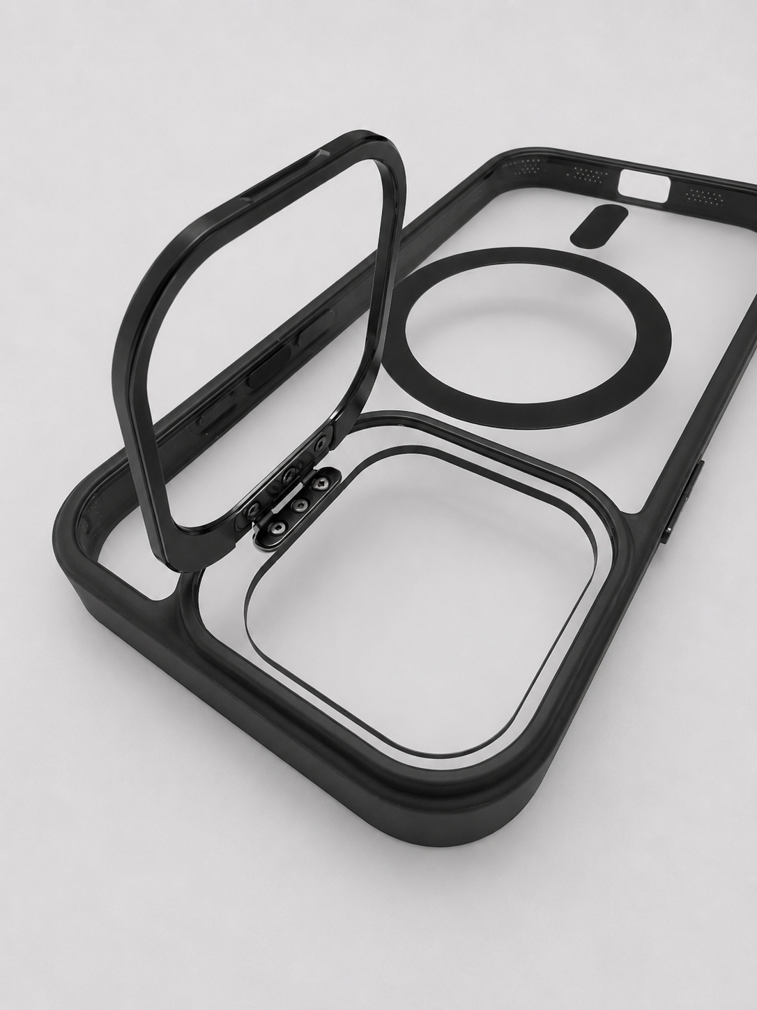 Crystal Magnetic Case with Metal Camera Stand
