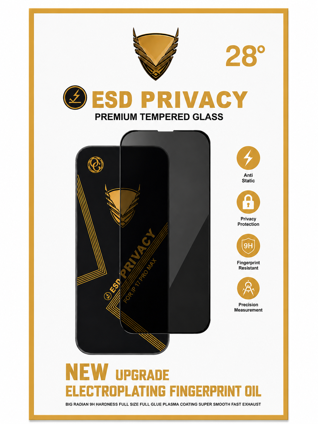 Premium 28° Privacy Tempered Glass Screen Protector