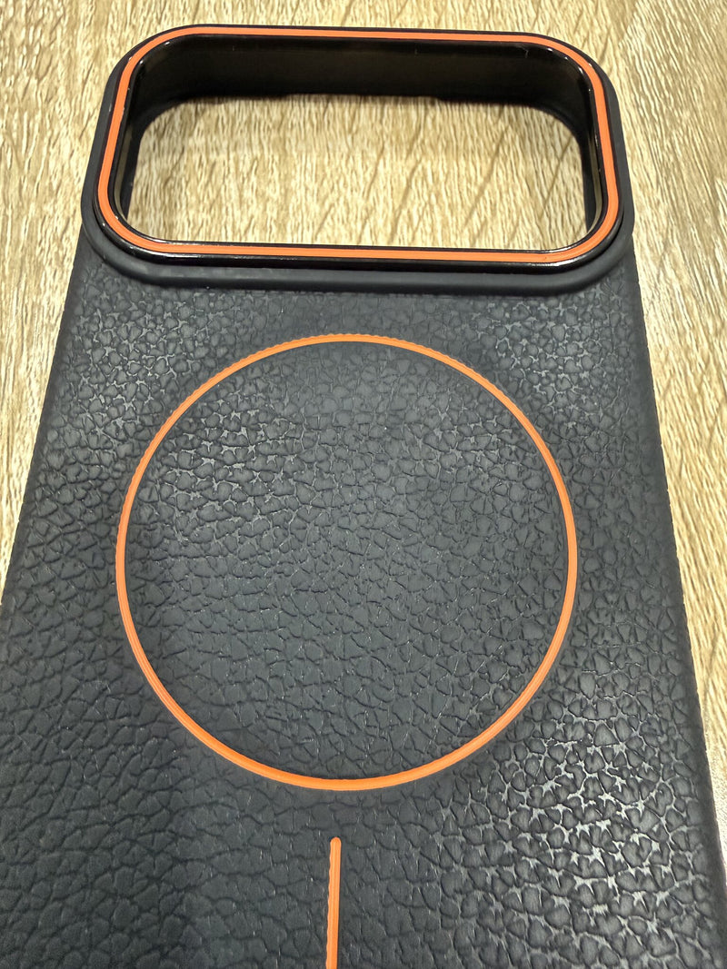 Premium Leather MagSafe Case - iPhone 17 Pro Max (Rose Gold Camera Accent)