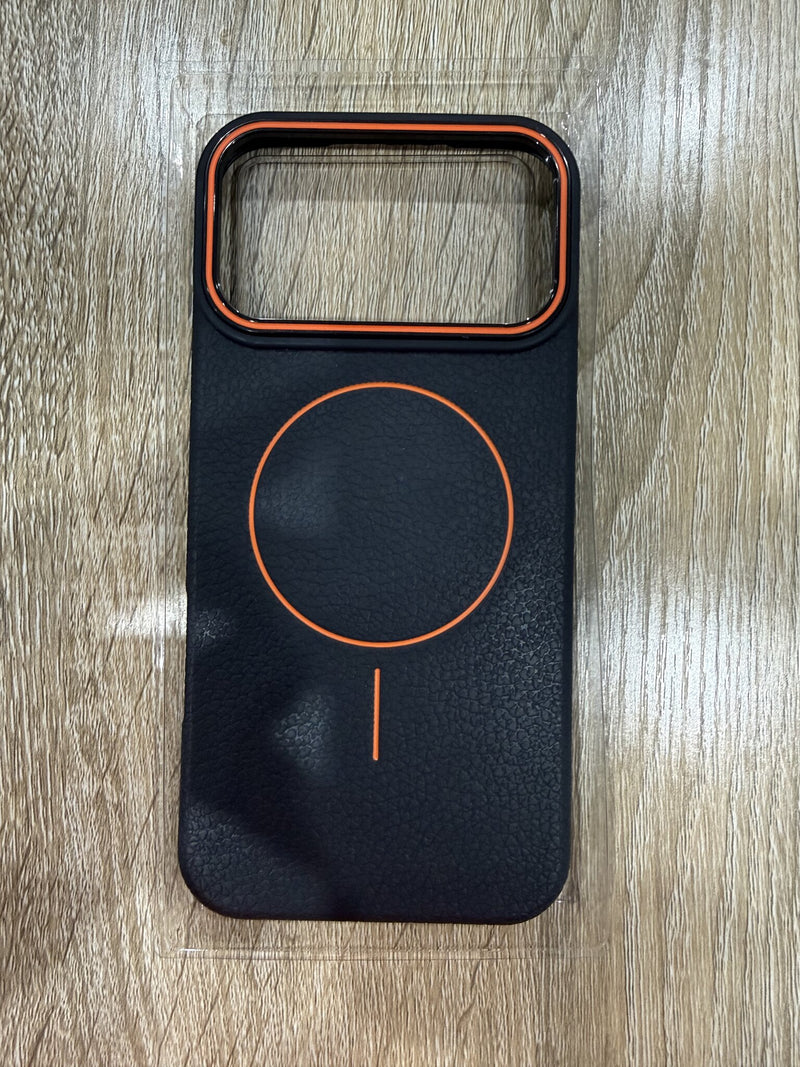 Premium Leather MagSafe Case - iPhone 17 Pro Max (Orange Camera Accent)